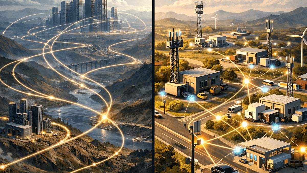 Comparison diagram contrasting what centralized cloud regions do best with what telco AI grids can plausibly offer for localized inference.