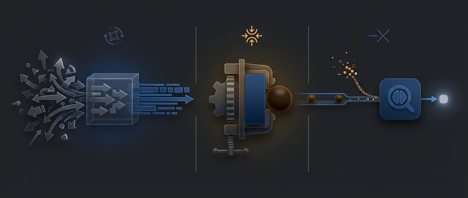 Editorial diagram showing vectors being rotated and polar-quantized, then corrected by a small residual QJL stage before attention scores are computed.