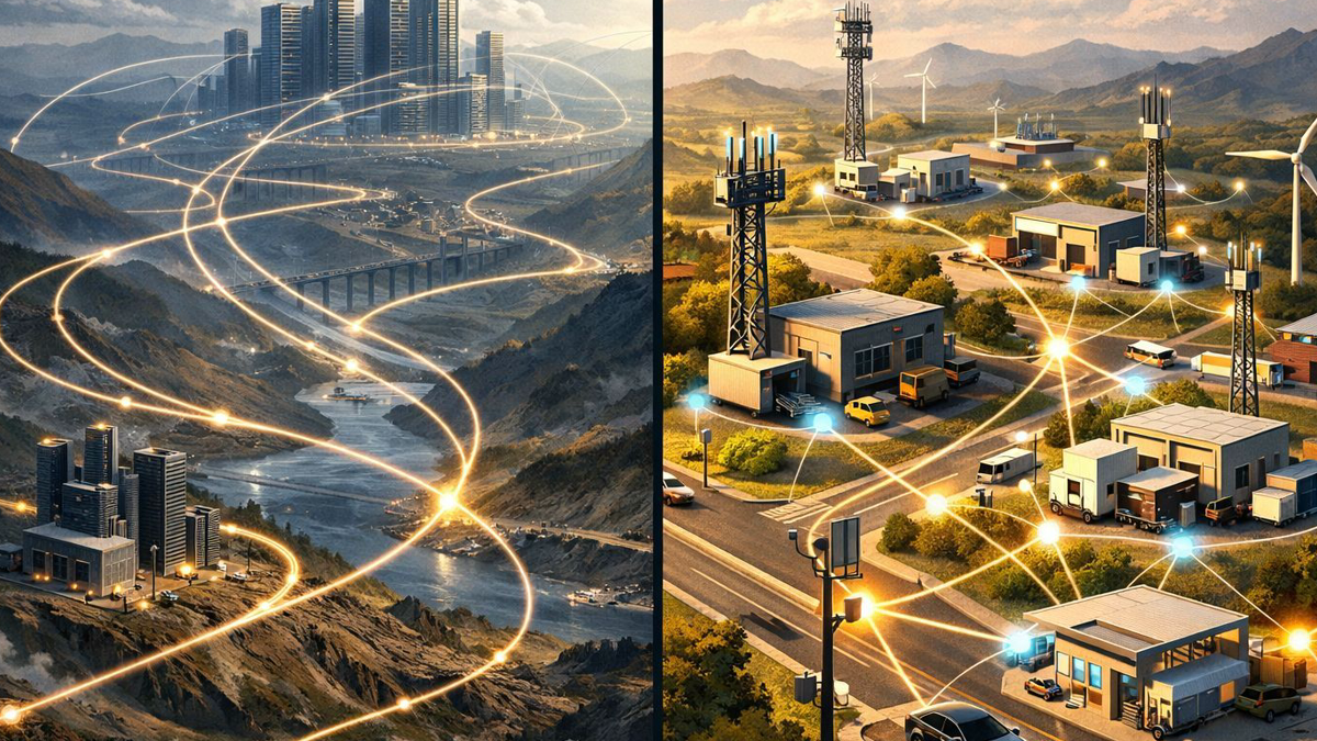 Comparison diagram contrasting what centralized cloud regions do best with what telco AI grids can plausibly offer for localized inference.