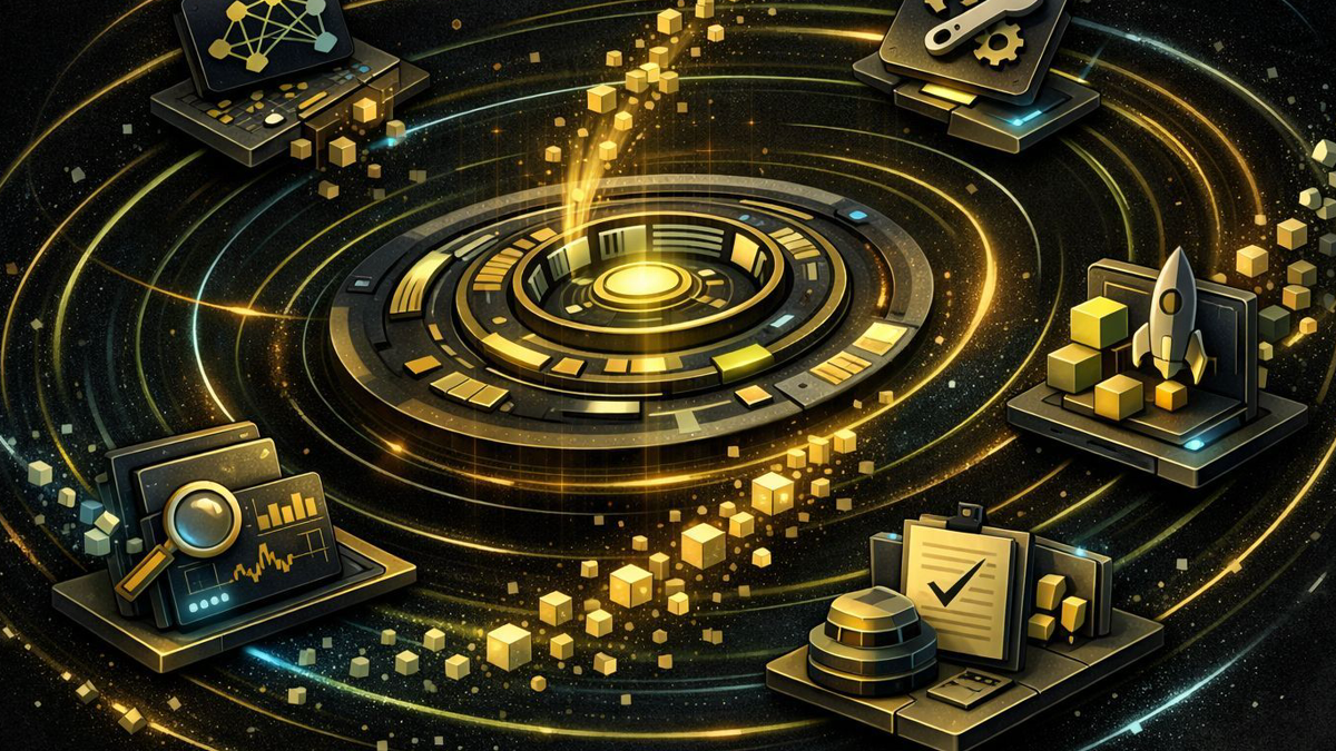 Diagram showing how a hosted agent platform gains gravity by bundling model calls, tools, traces, evals, and deployment.